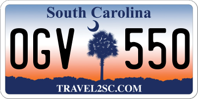 SC license plate OGV550
