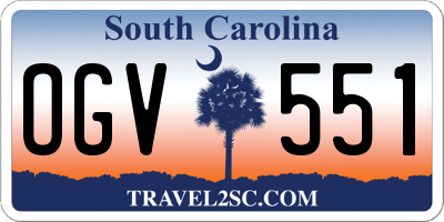 SC license plate OGV551