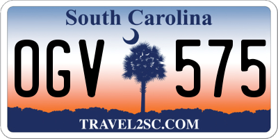 SC license plate OGV575