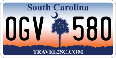 SC license plate OGV580