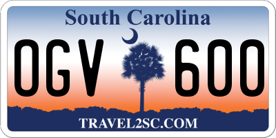 SC license plate OGV600