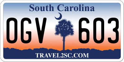 SC license plate OGV603