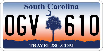 SC license plate OGV610