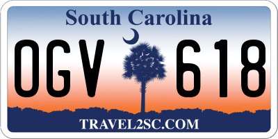 SC license plate OGV618