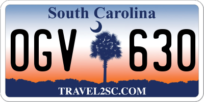SC license plate OGV630