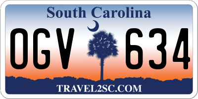 SC license plate OGV634