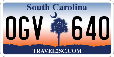 SC license plate OGV640