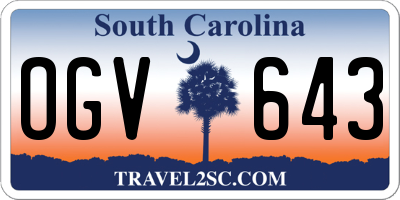 SC license plate OGV643