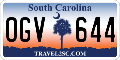 SC license plate OGV644