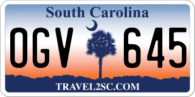 SC license plate OGV645