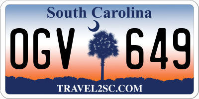 SC license plate OGV649