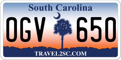 SC license plate OGV650
