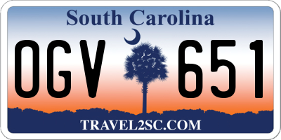 SC license plate OGV651