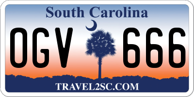 SC license plate OGV666