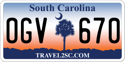 SC license plate OGV670