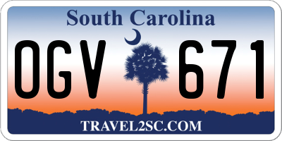 SC license plate OGV671