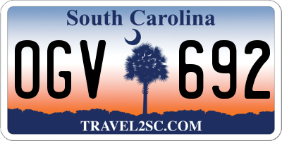 SC license plate OGV692