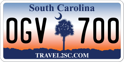 SC license plate OGV700