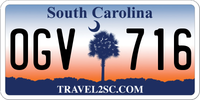 SC license plate OGV716