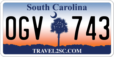 SC license plate OGV743