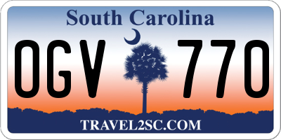 SC license plate OGV770
