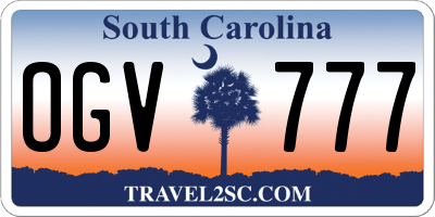SC license plate OGV777
