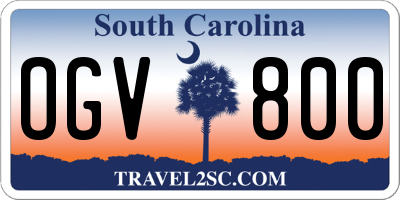 SC license plate OGV800