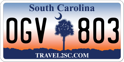 SC license plate OGV803