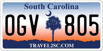 SC license plate OGV805