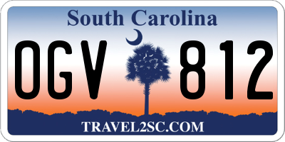 SC license plate OGV812