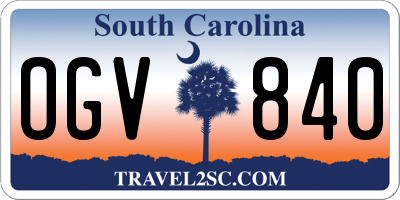 SC license plate OGV840