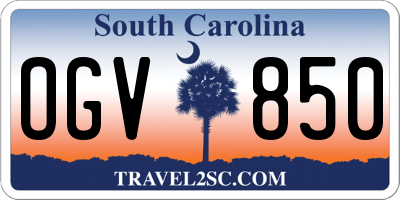 SC license plate OGV850