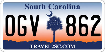SC license plate OGV862