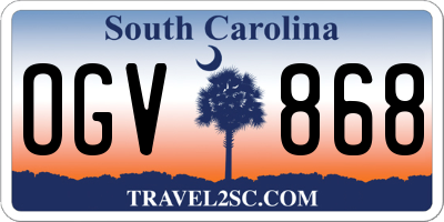 SC license plate OGV868