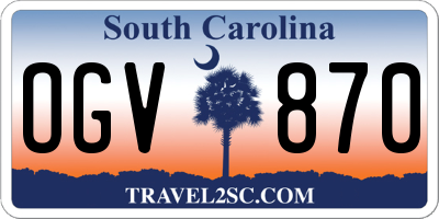 SC license plate OGV870