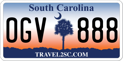 SC license plate OGV888