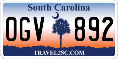 SC license plate OGV892