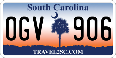 SC license plate OGV906