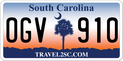 SC license plate OGV910