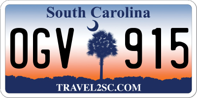 SC license plate OGV915
