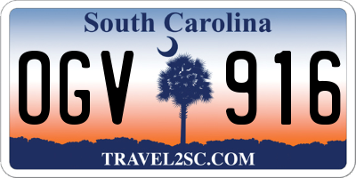 SC license plate OGV916