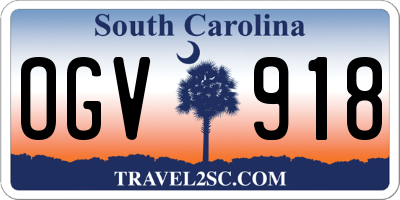 SC license plate OGV918