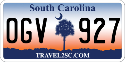 SC license plate OGV927