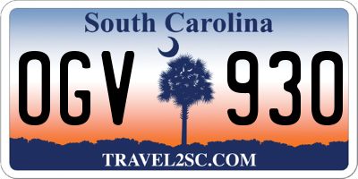SC license plate OGV930