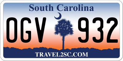 SC license plate OGV932