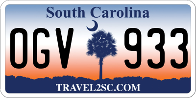SC license plate OGV933