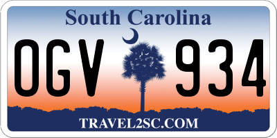 SC license plate OGV934