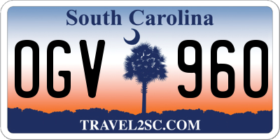 SC license plate OGV960