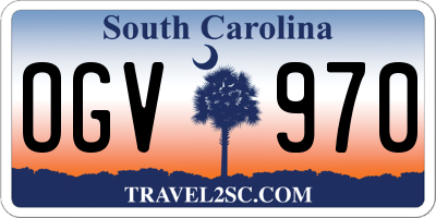 SC license plate OGV970