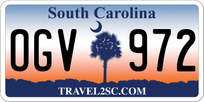 SC license plate OGV972